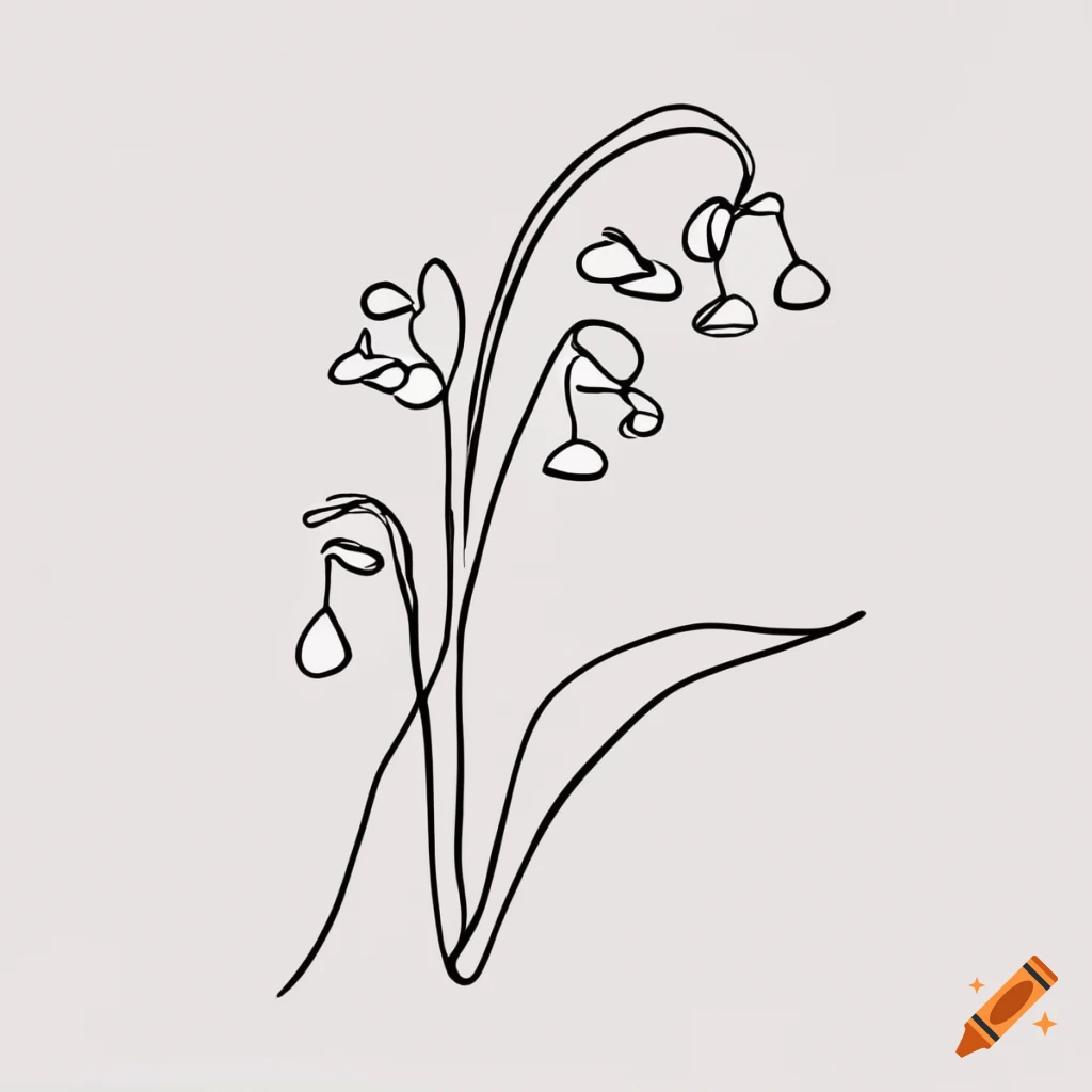 one-line drawing of lily of the valley