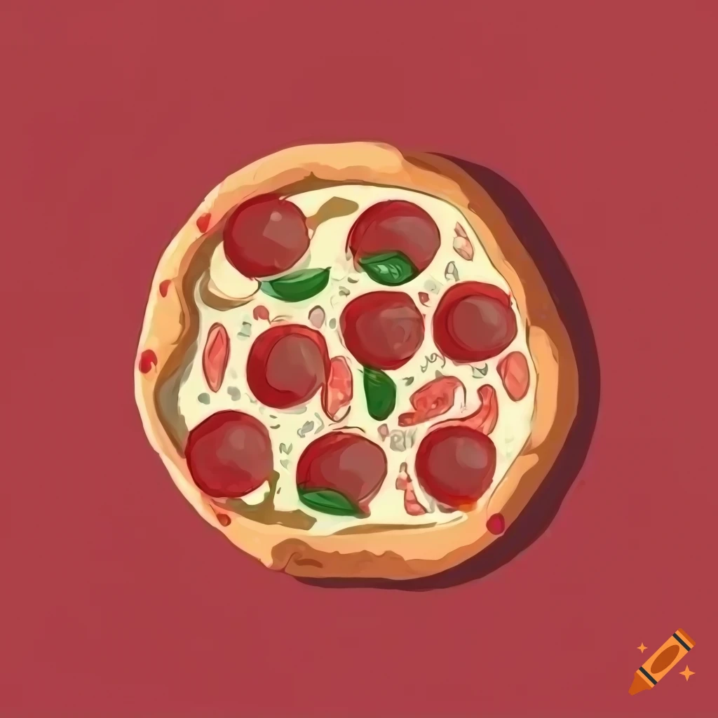 Minimalist red pizza illustration for website background on Craiyon