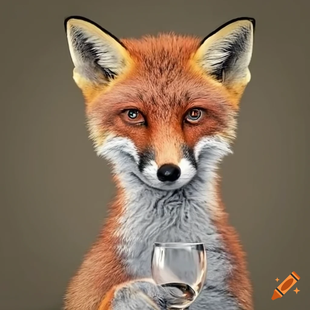 fox holding a glass of wine