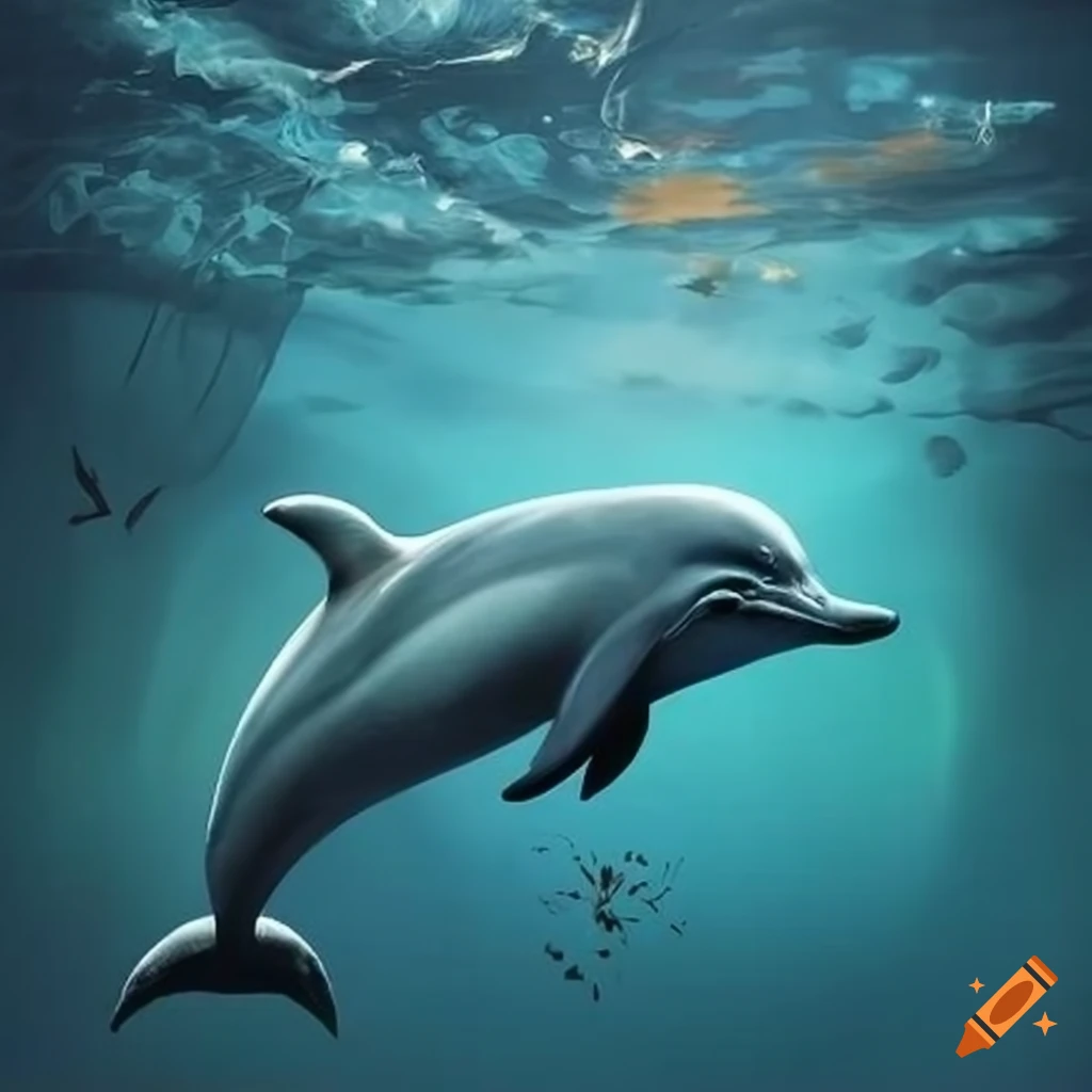 thought-provoking artwork about climate change featuring a dolphin
