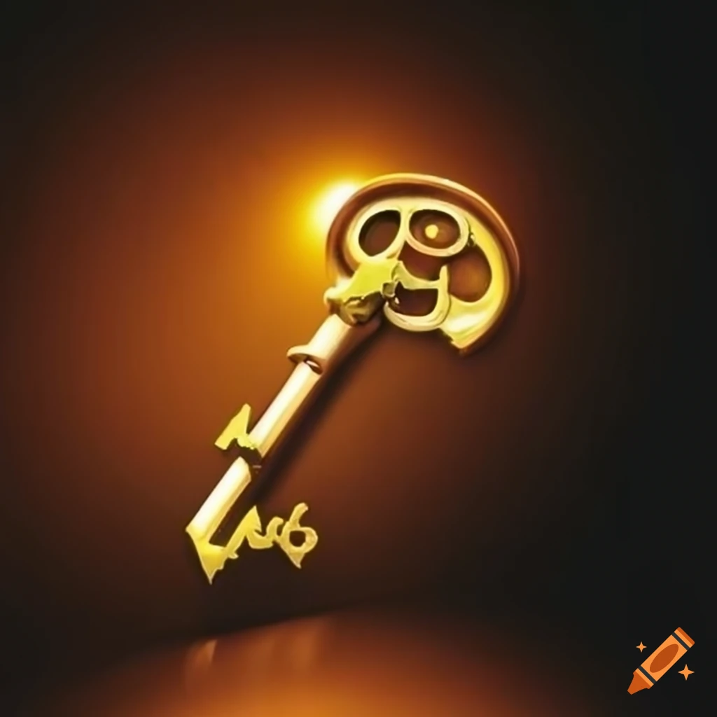 Golden key sparkling in sunlight on Craiyon