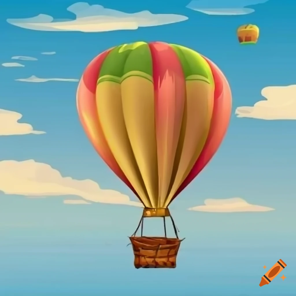 Cartoon hot air balloon flying in the sky on Craiyon