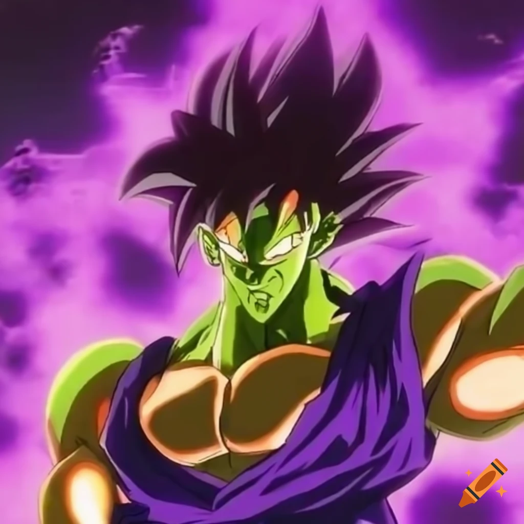 Artistic rendering of goku merged with piccolo on Craiyon image.