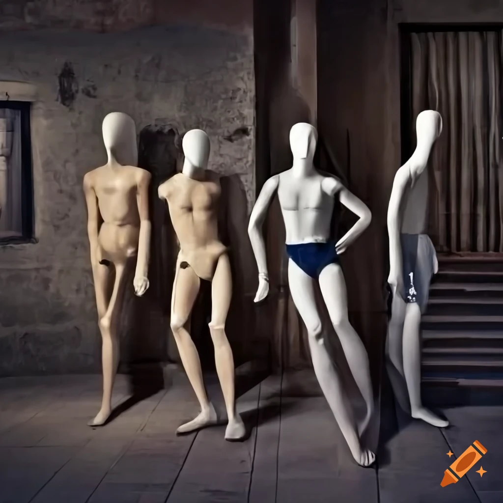 Mannequins chilling in a basement on Craiyon