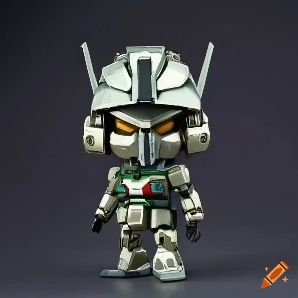 chibi gundam robot with metallic armor and wings