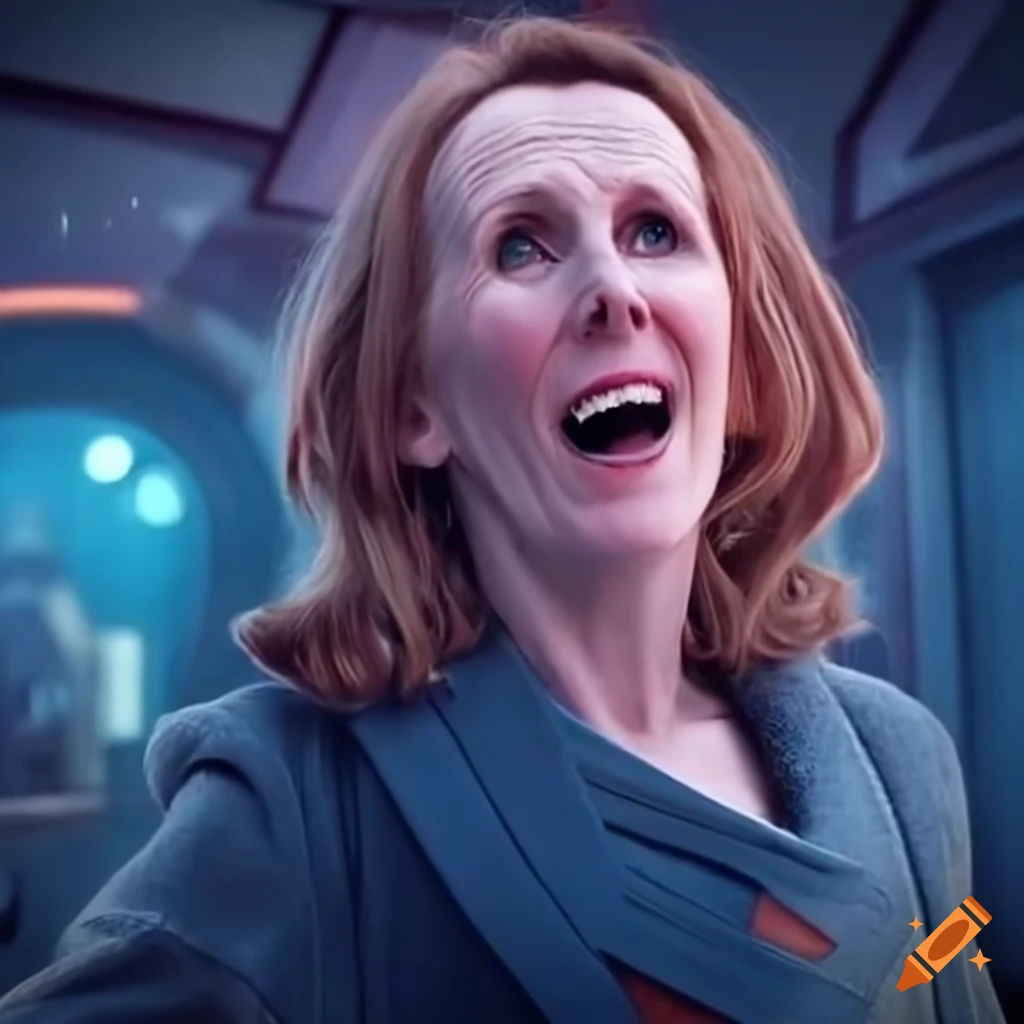catherine-tate-laughing-at-a-futuristic-alien-caf-in-doctor-who-on-craiyon