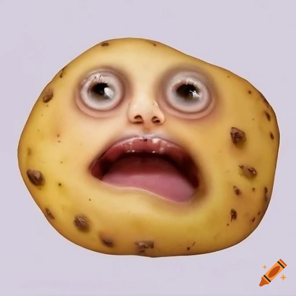 realistic face on a potato