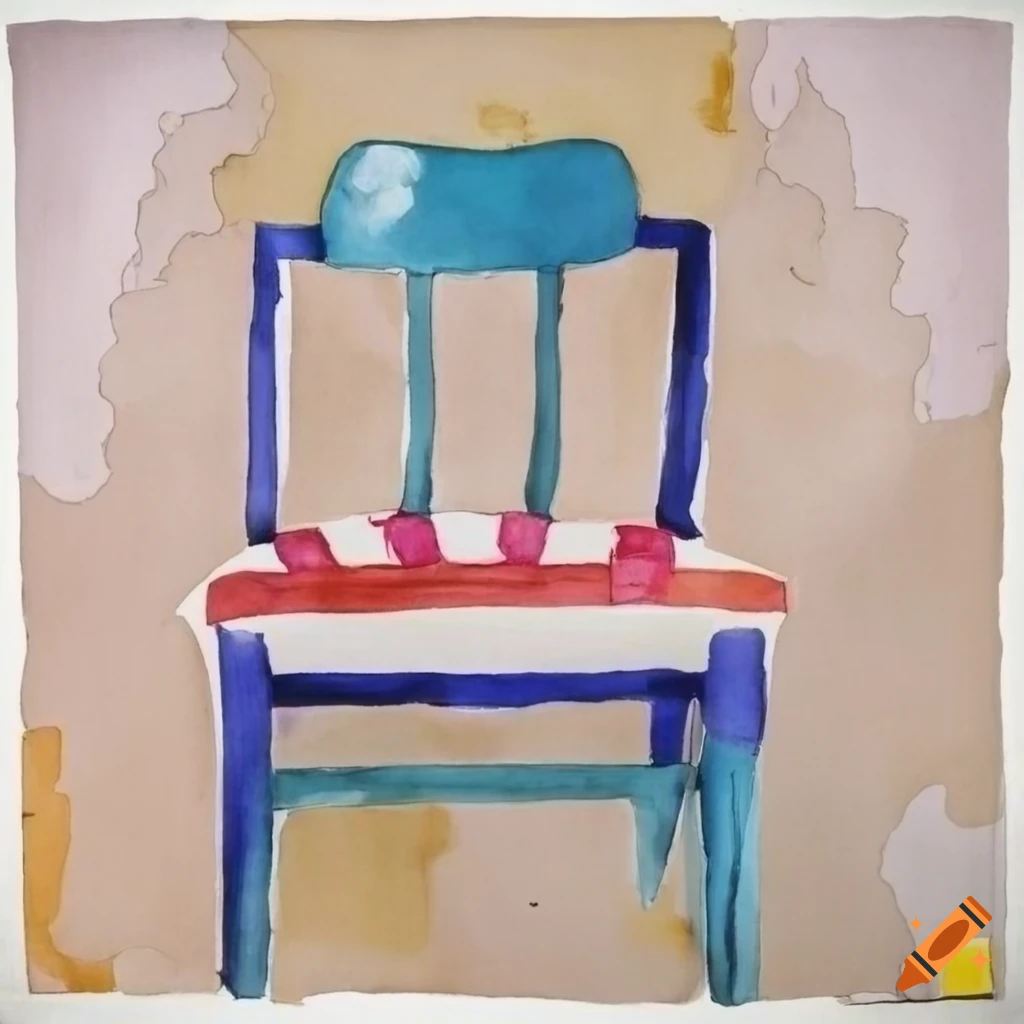 watercolor and ink painting of a chair