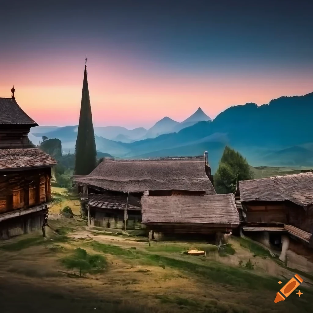Serbian village nestled in the mountains on Craiyon