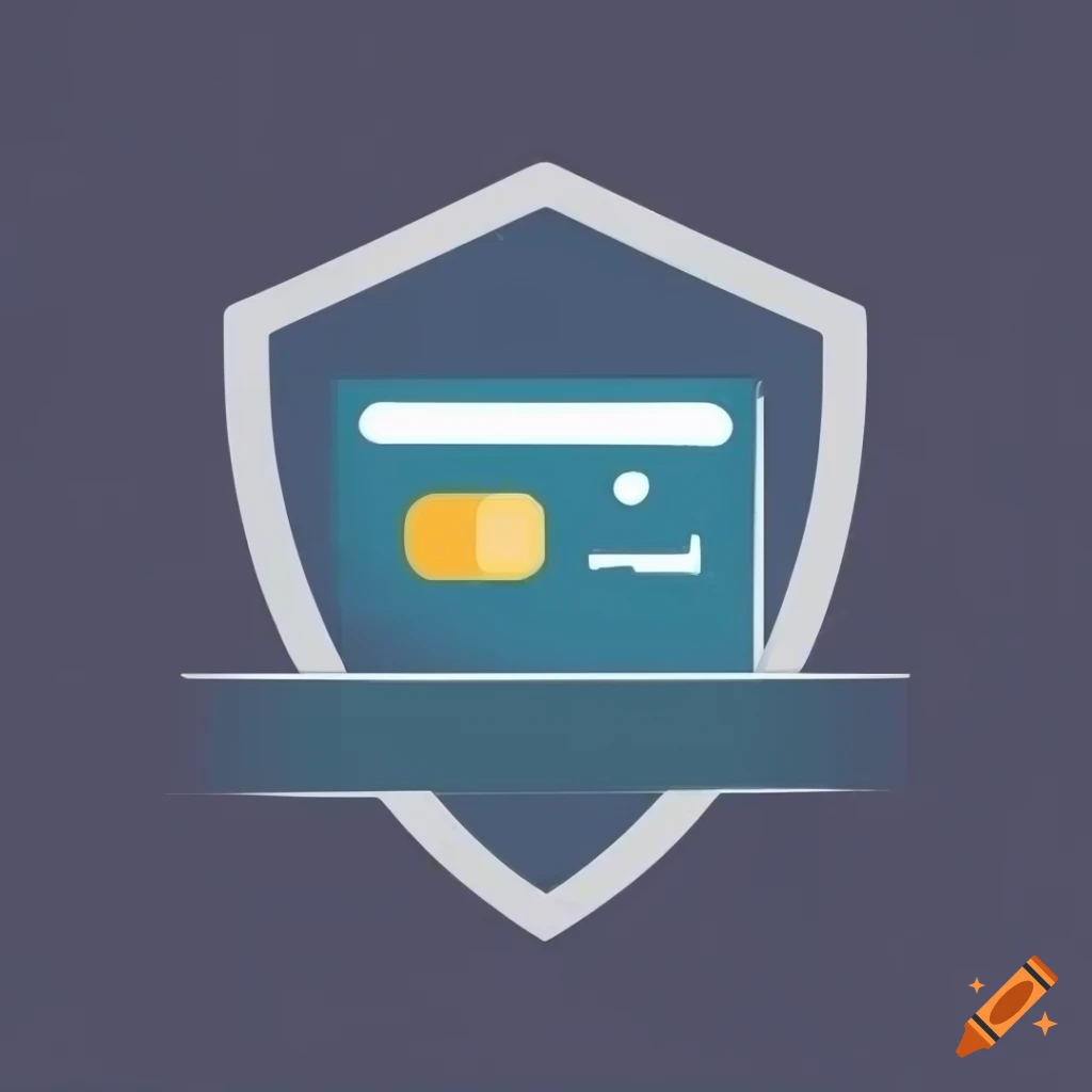 minimalistic logo of a credit card on a shield