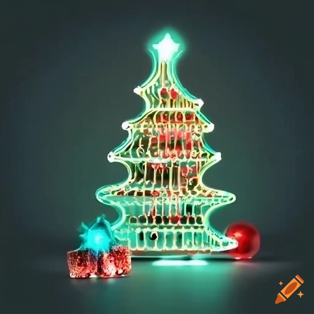 árbol de navidad con forma de circuito electrónico