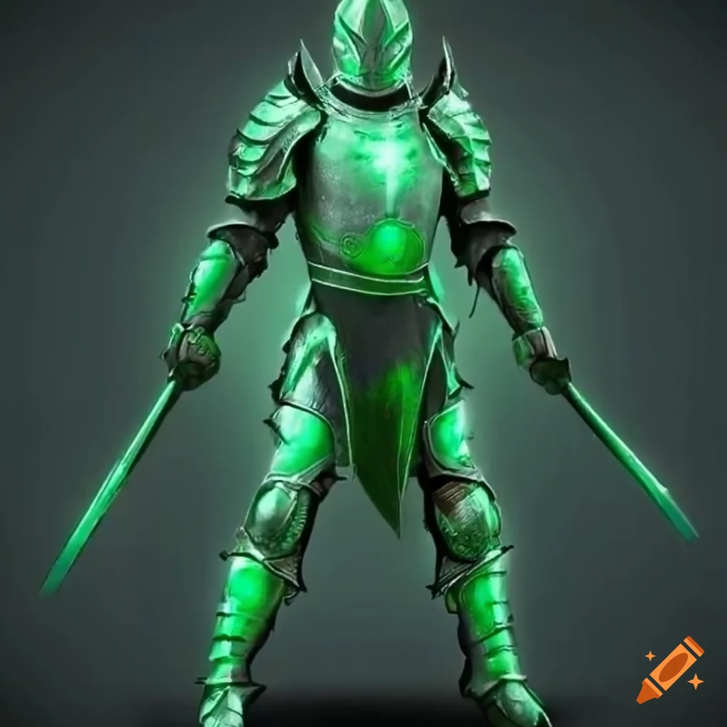 Chloroknight in green glowing armor