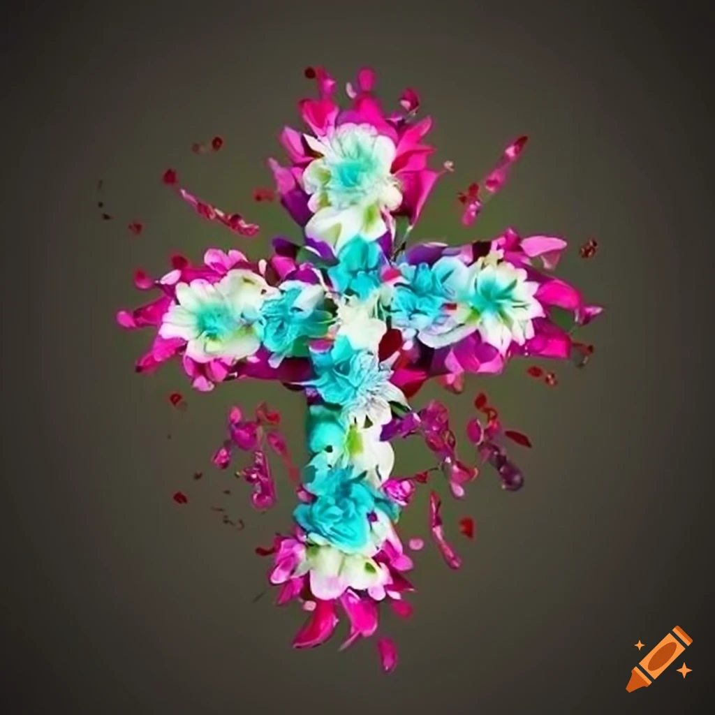 Colorful Cross With Flowers On Craiyon