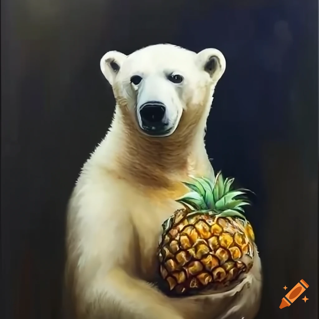 polar bear with a pineapple