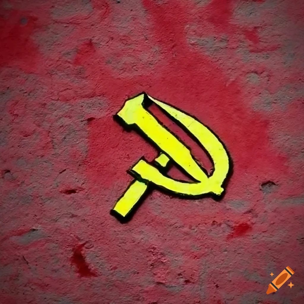 Red communist logo with yellow number 10