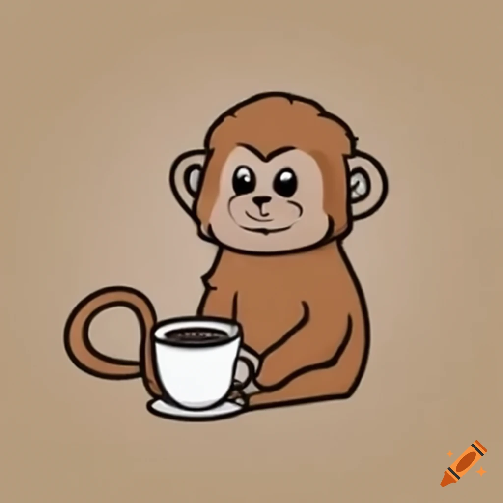 Capuchin monkey with a cup of coffee on Craiyon