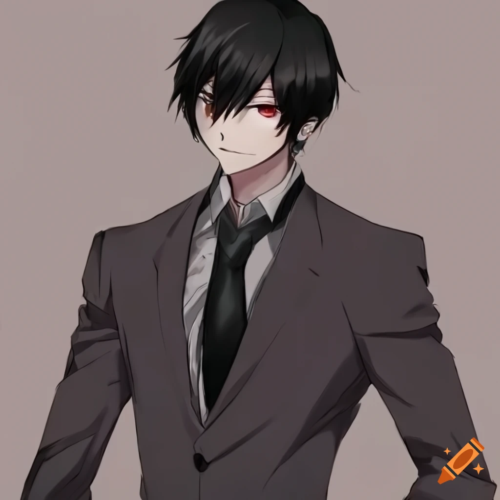 attractive anime boy in a business suit