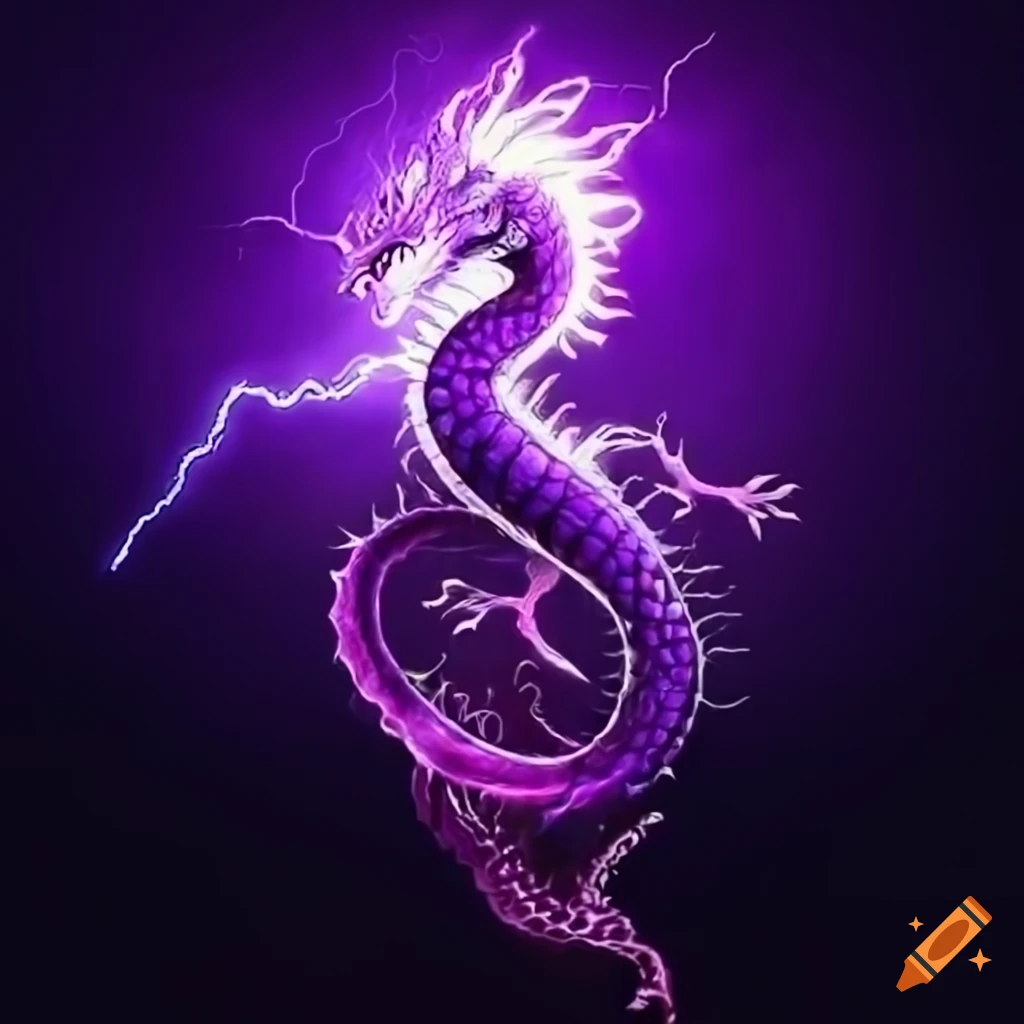 purple Chinese dragon breathing lightning
