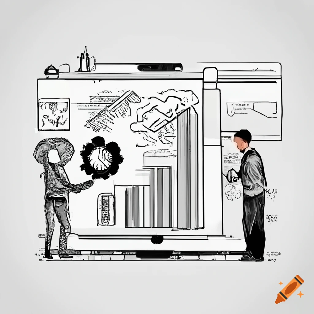 Person presenting a data analytics software on Craiyon