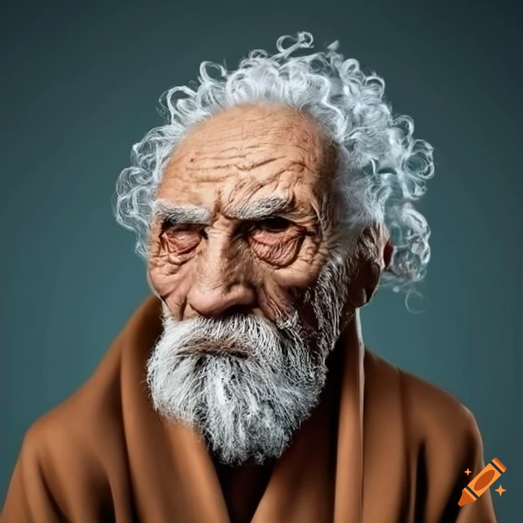 portrait of an elderly man in a bathrobe