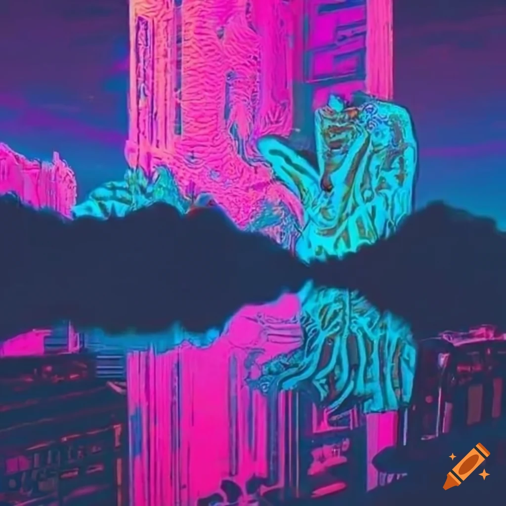 Vaporwave artwork on Craiyon