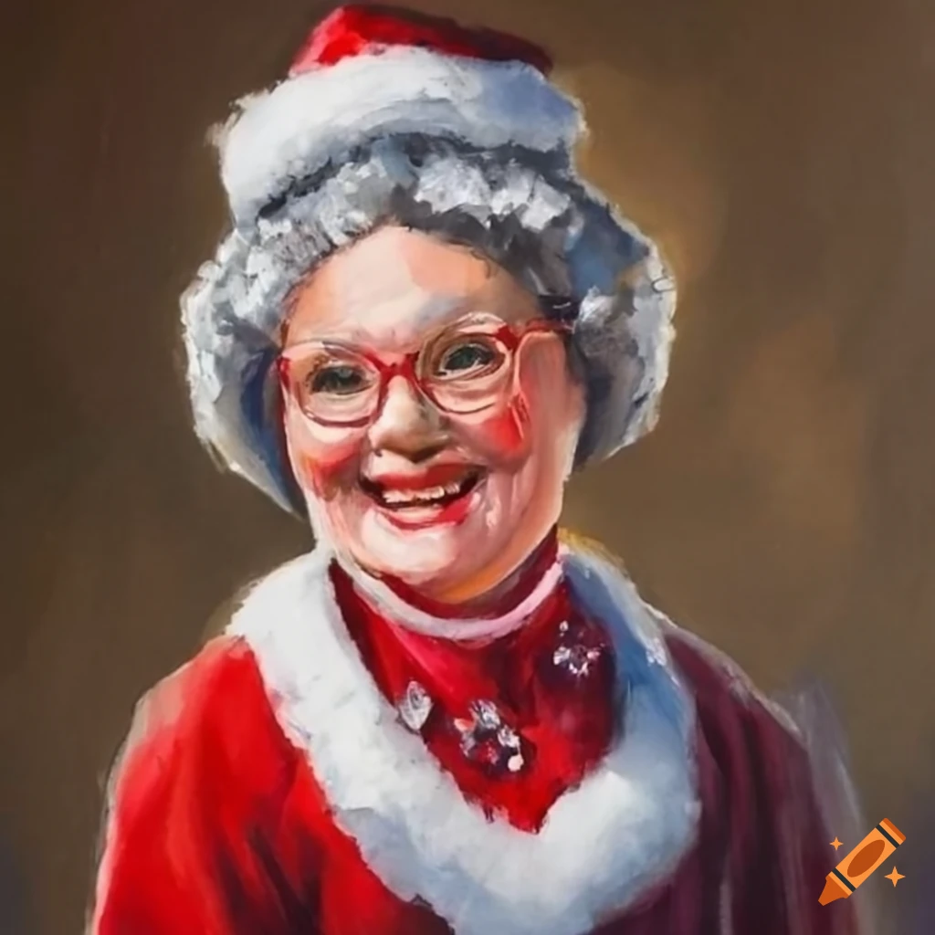 Color pen and ink sketch of mrs. claus smiling on Craiyon