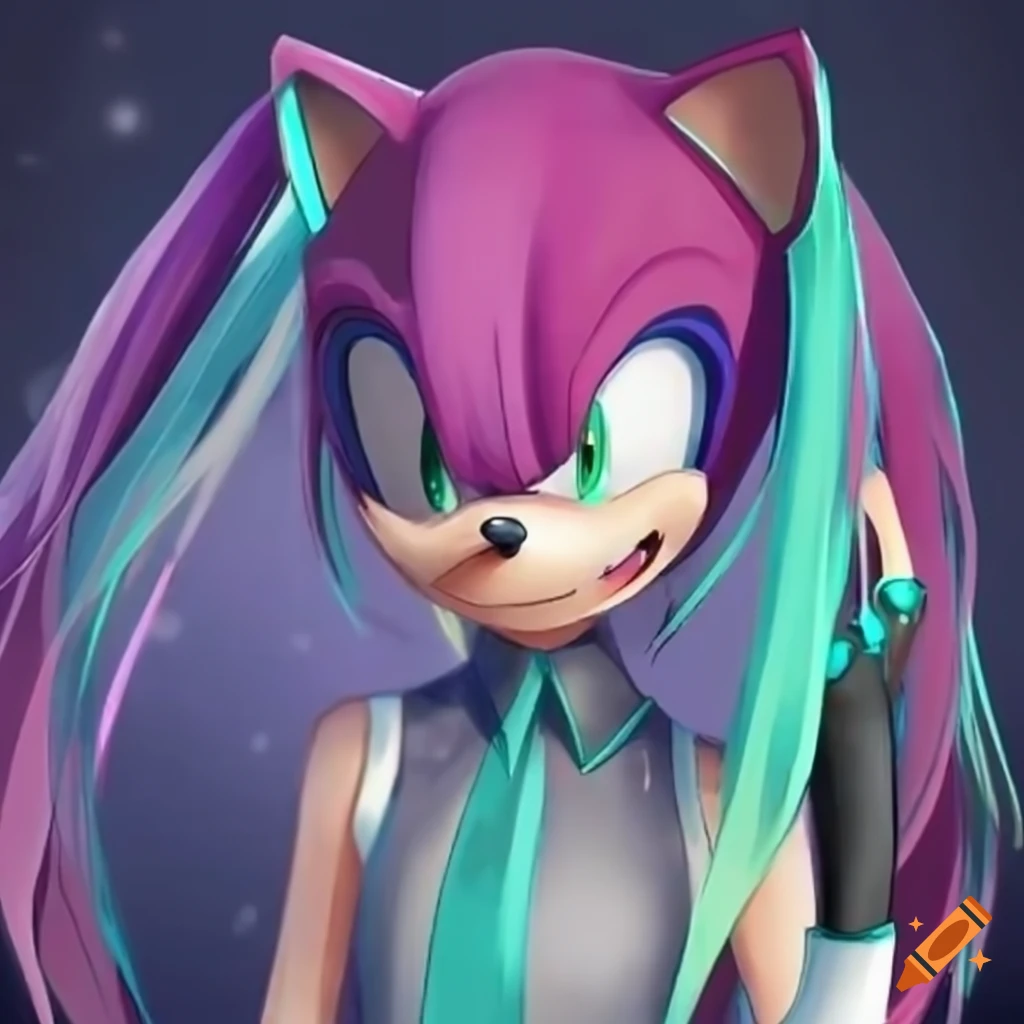 Fusion Of Hatsune Miku And Sonic The Hedgehog On Craiyon