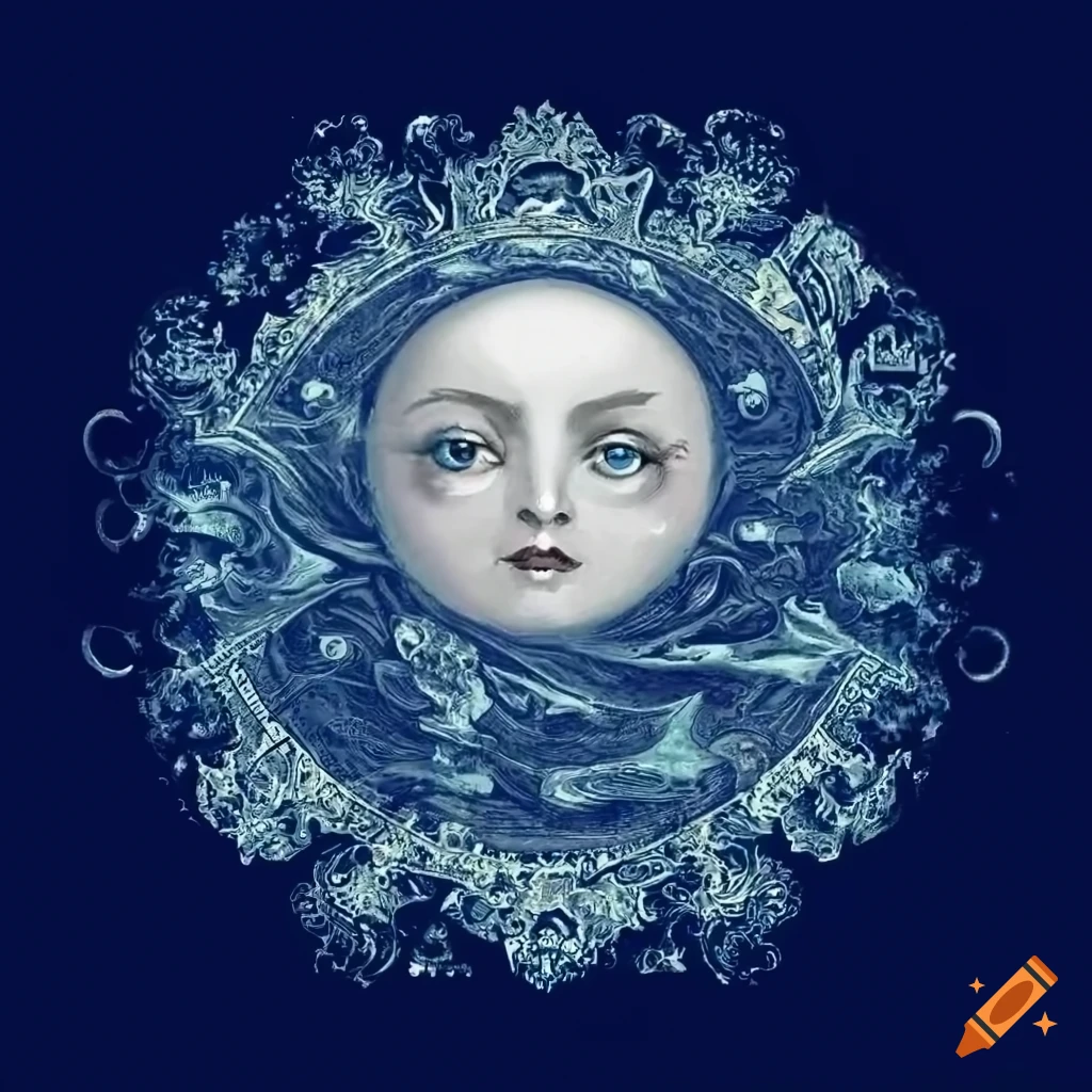 painting of the sun with moon-like eyes