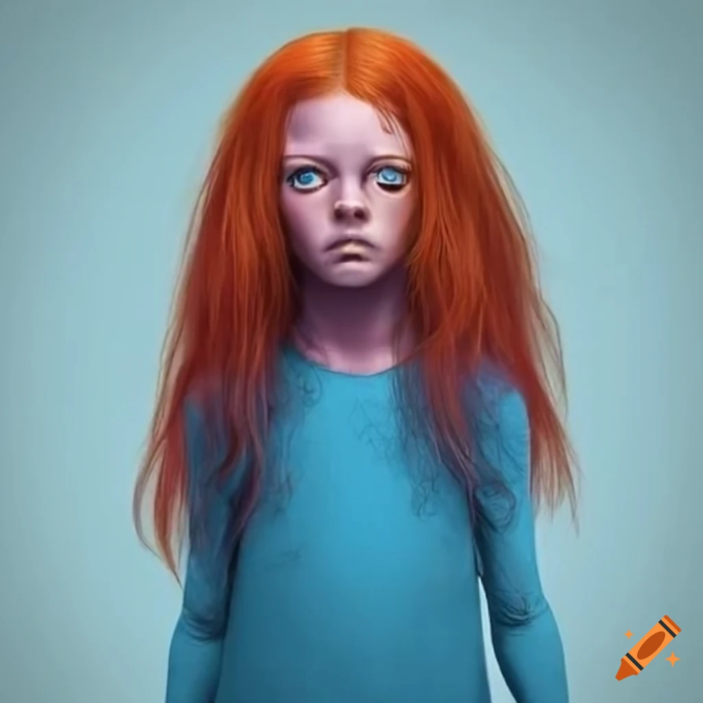 Image of a red-haired alien child on Craiyon