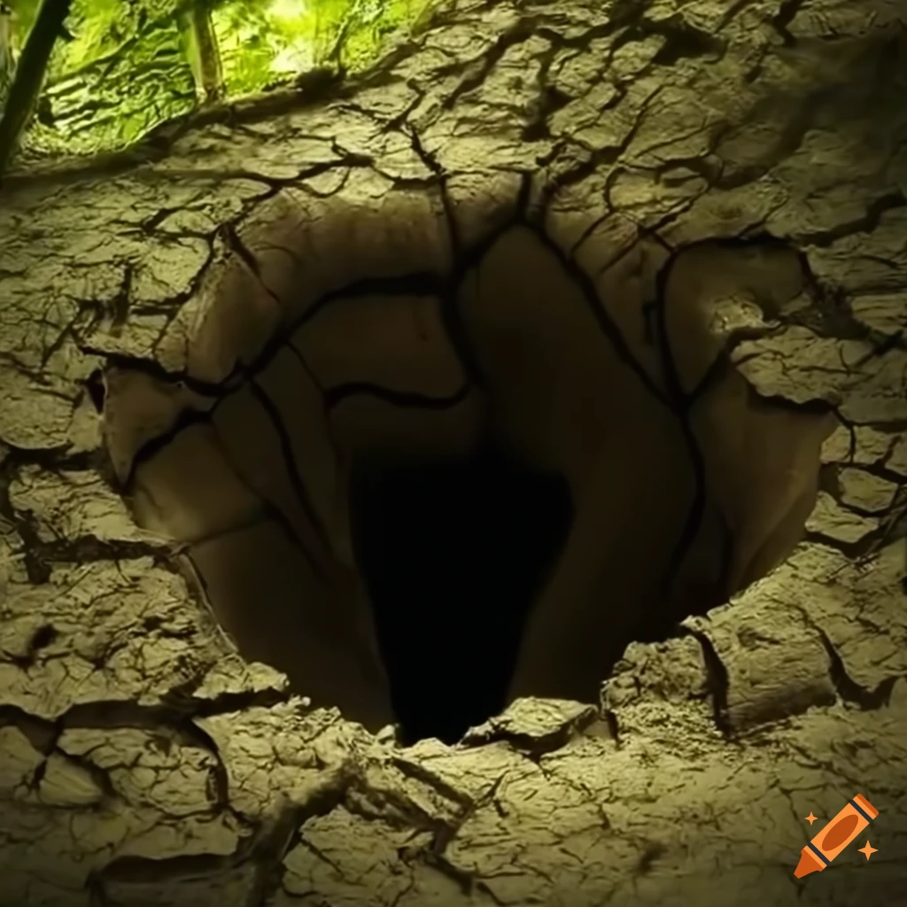 Image of a deep hole in the jungle on Craiyon