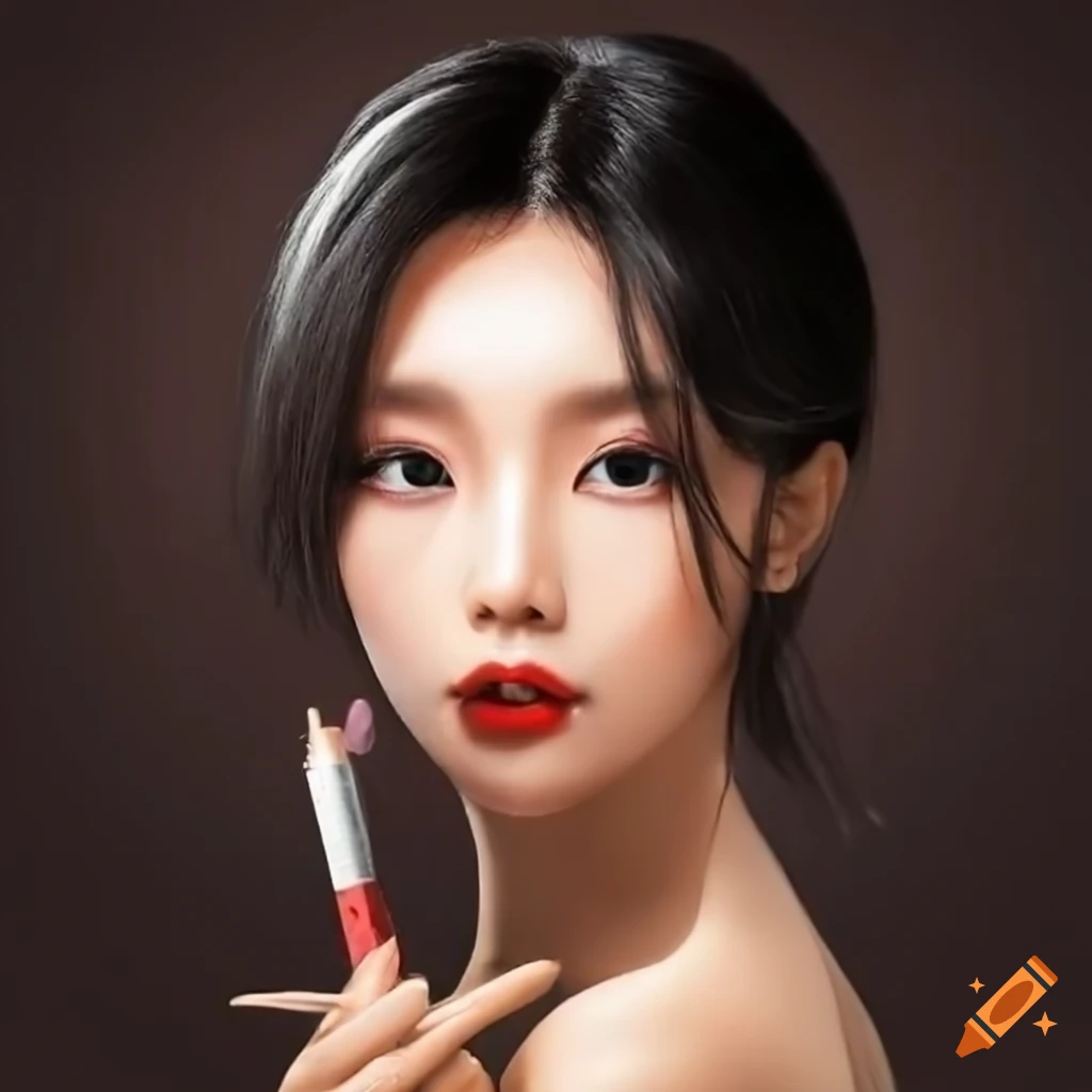 beautiful Korean girl with makeup