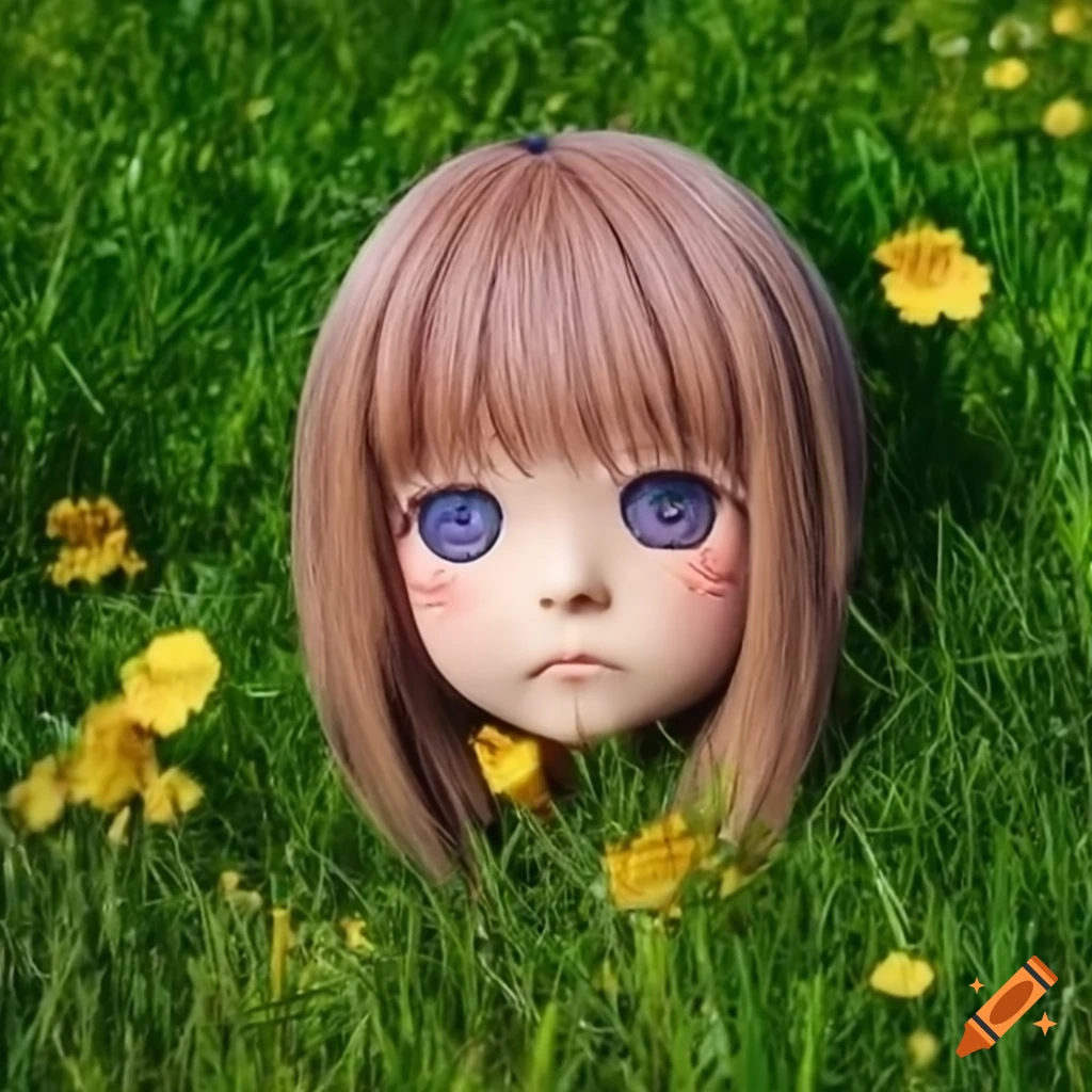 female tomagotchi in a meadow