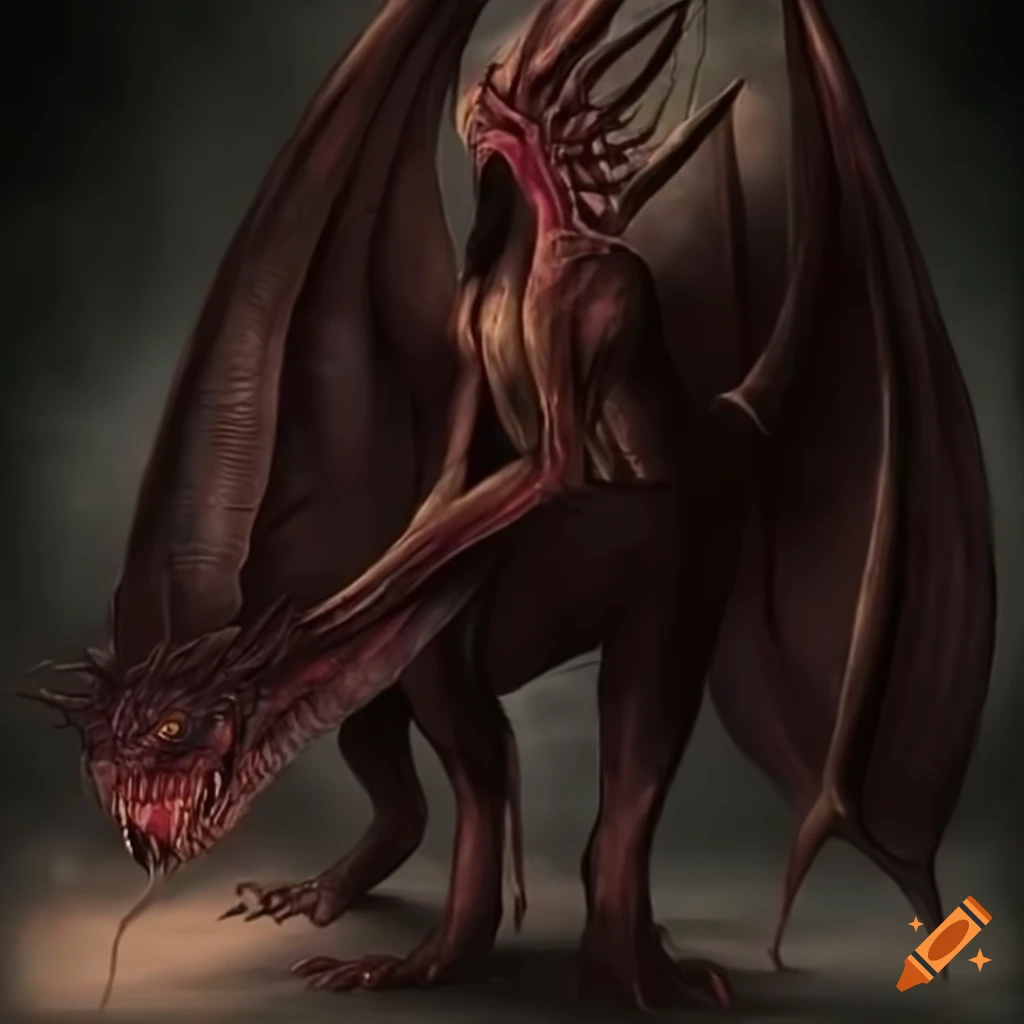 dark fantasy illustration of a young male with dragon wings and demon horns  on Craiyon