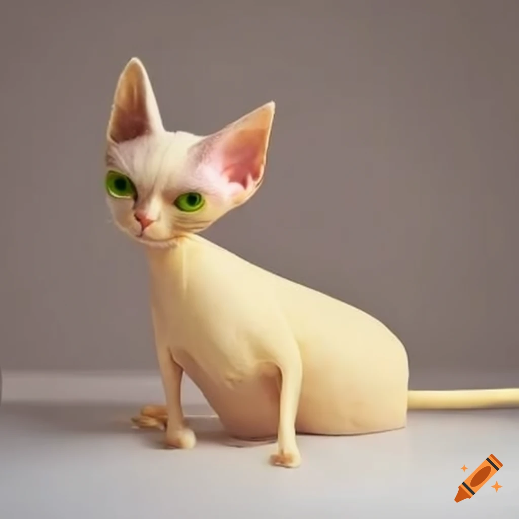 Unique hairless cat made of butter on Craiyon