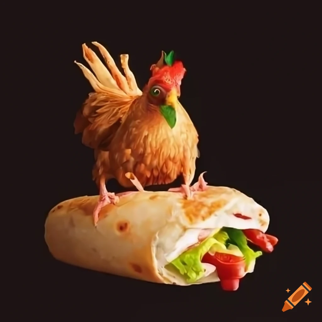 chicken enjoying a delicious burrito
