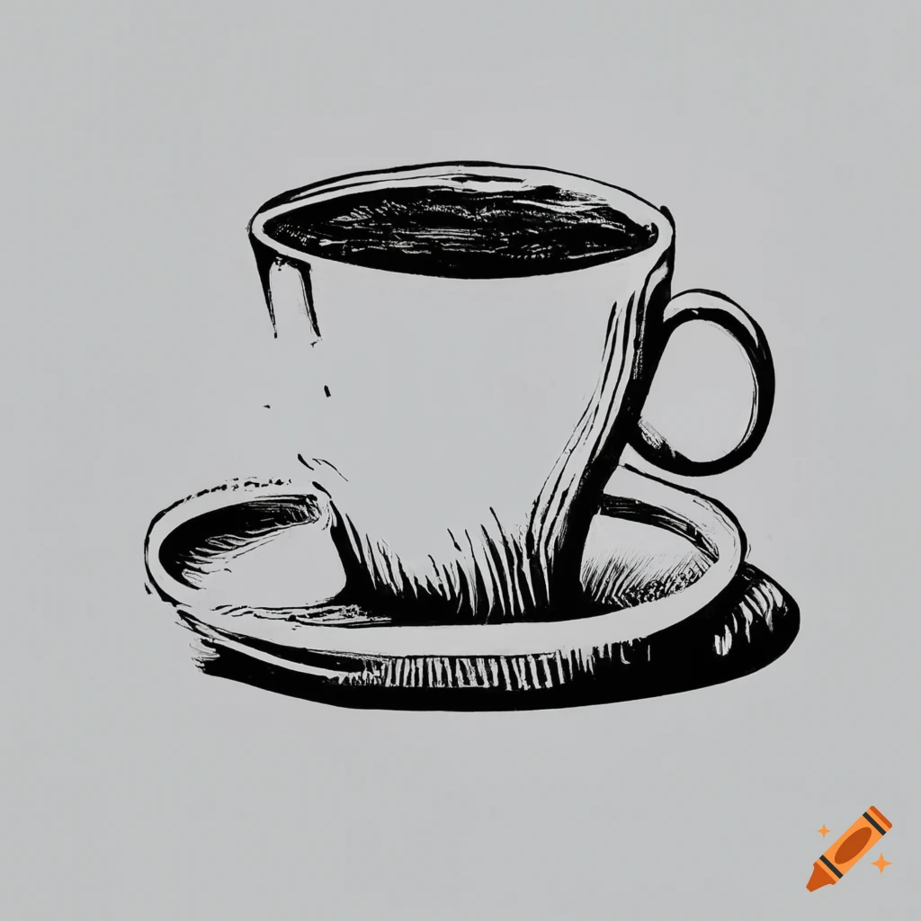 Linocut Print Of A Coffee Cup