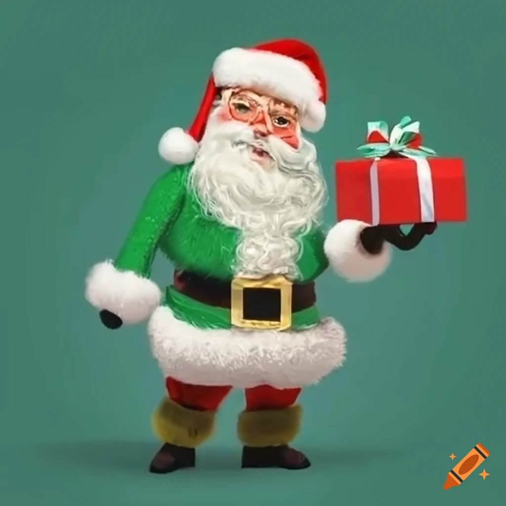 Santa claus giving gift to girl Royalty Free Vector Image