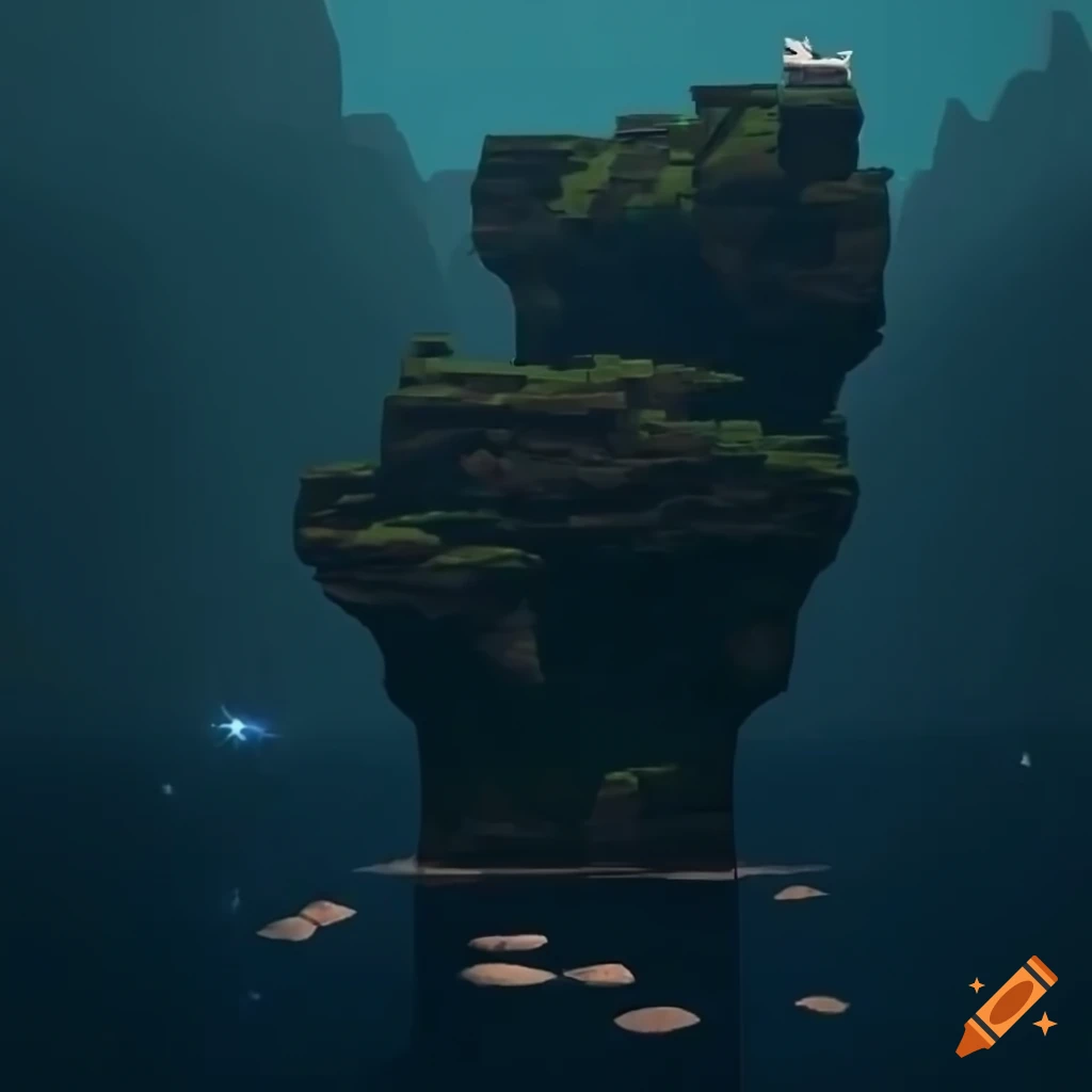 dark stone islands with cliffs and ores