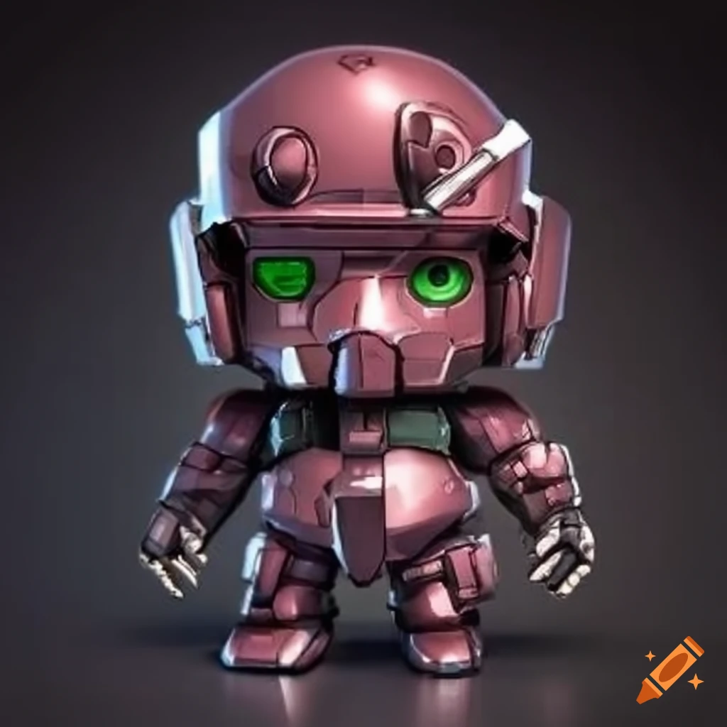 metallic chibi robot in Marine combat soldier armor