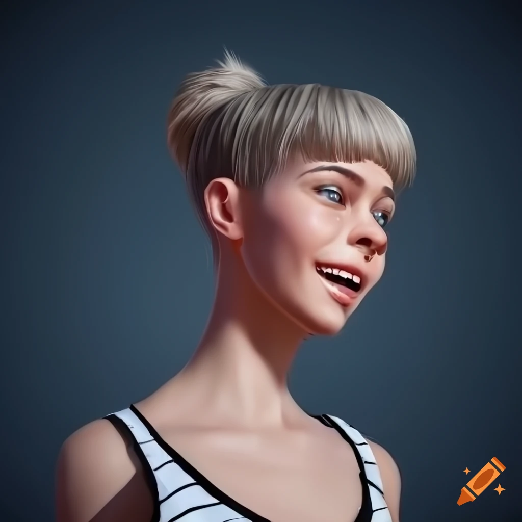 portrait of a happy young woman with turquoise eyes