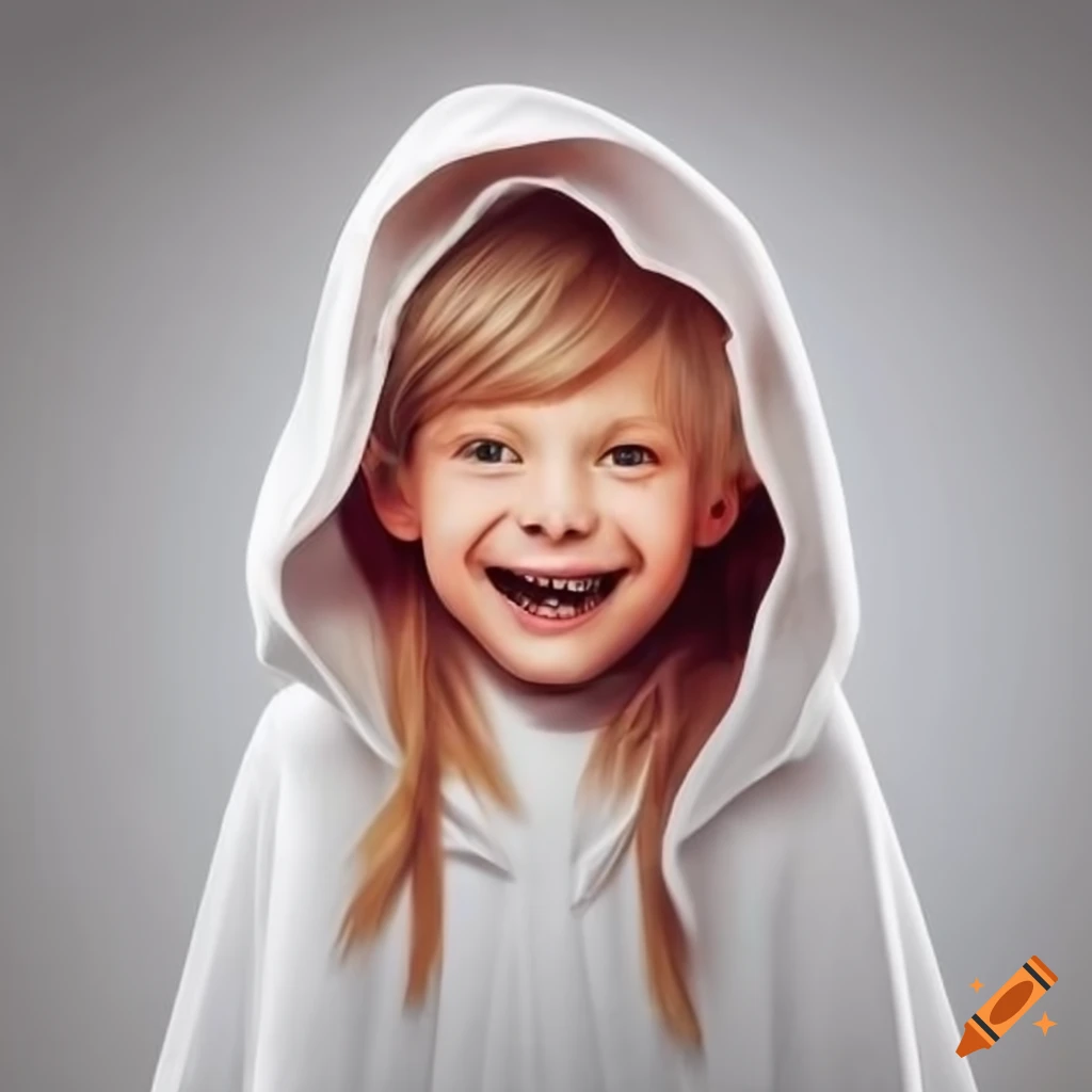 kids in white long cloak