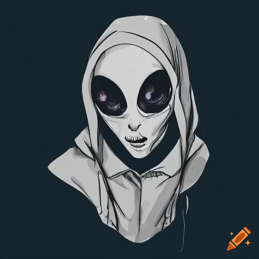 Cool alien guy wearing a hoodie
