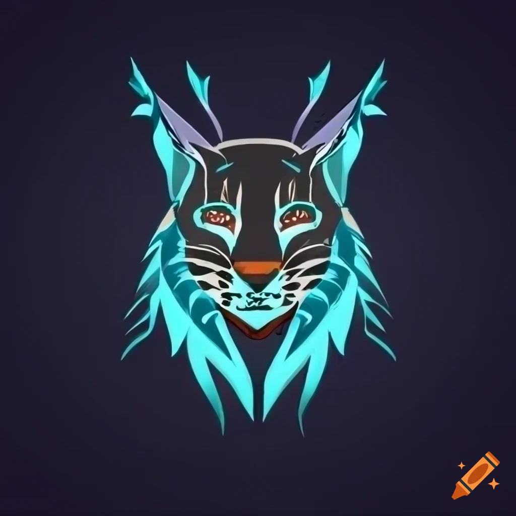 Cheerful stylized lynx logo on Craiyon