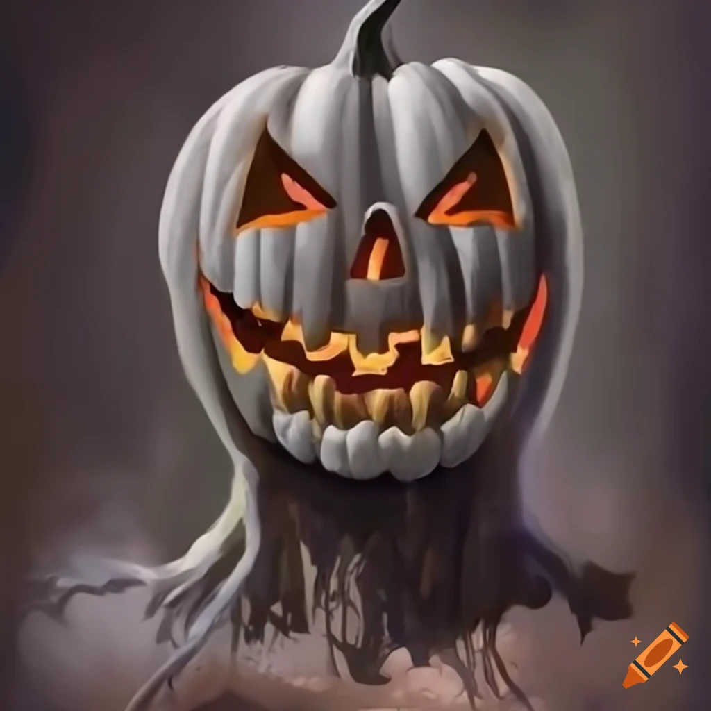 Sinister smiling jack-o-lantern pumpkin on Craiyon