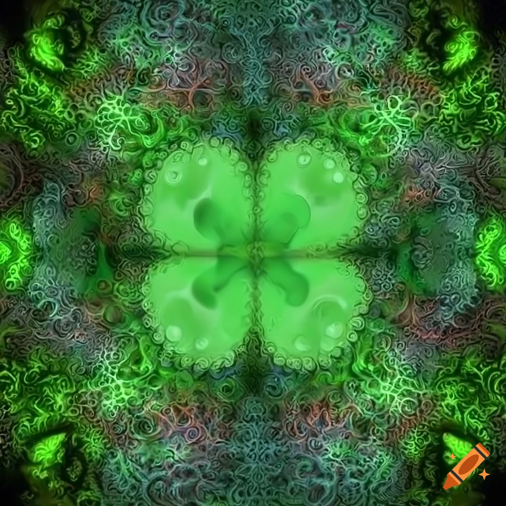 green clover on a mesmerizing fractal background
