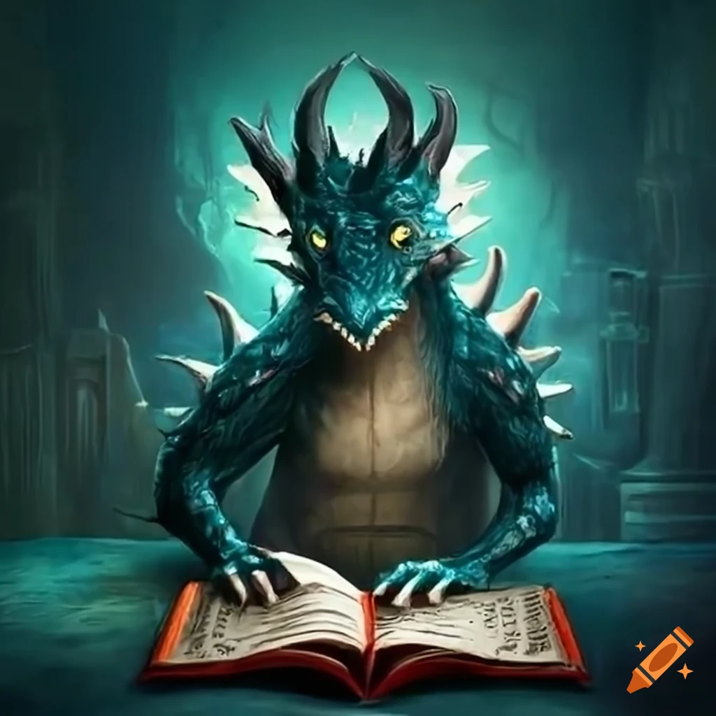 dragon reading a book