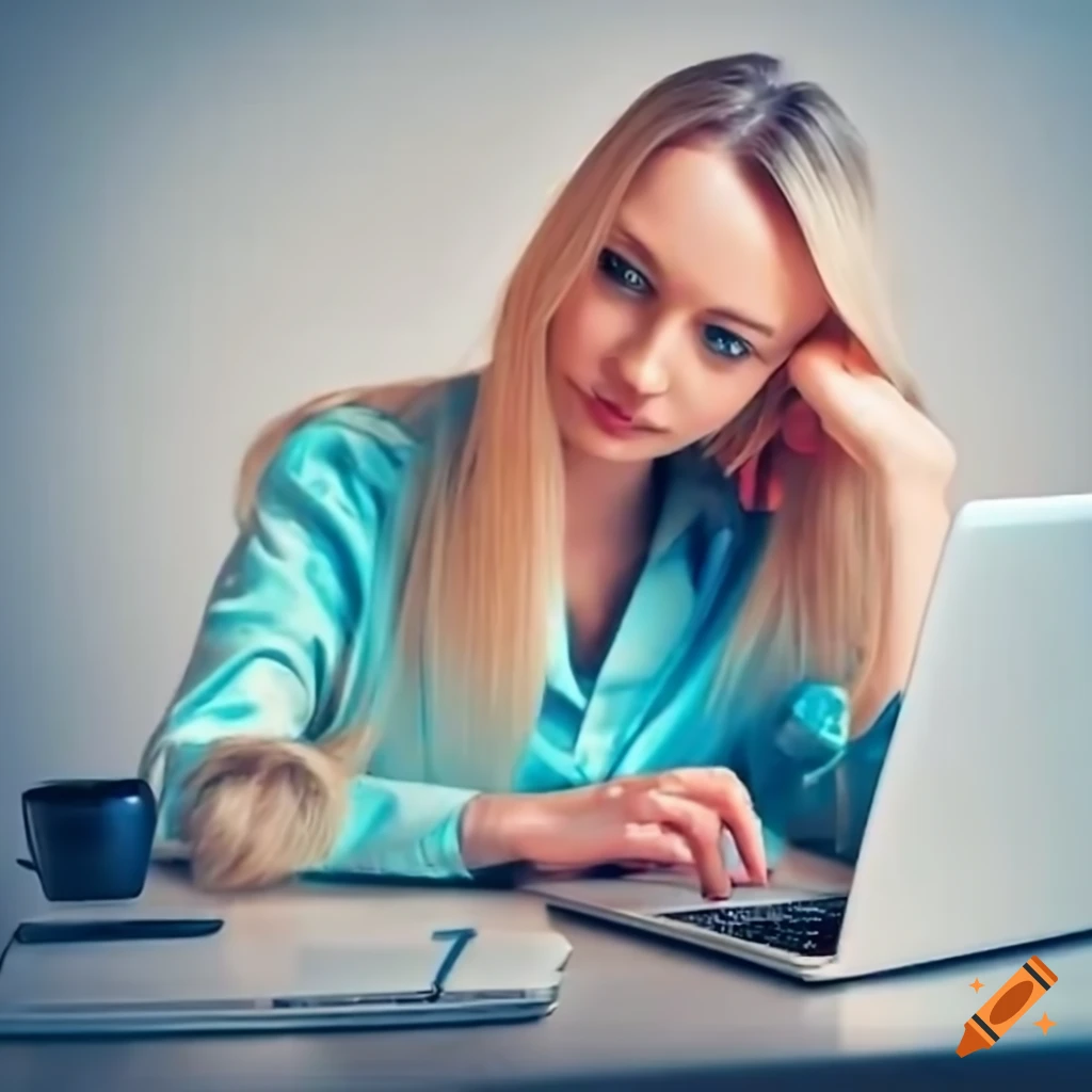 woman working on laptop in office