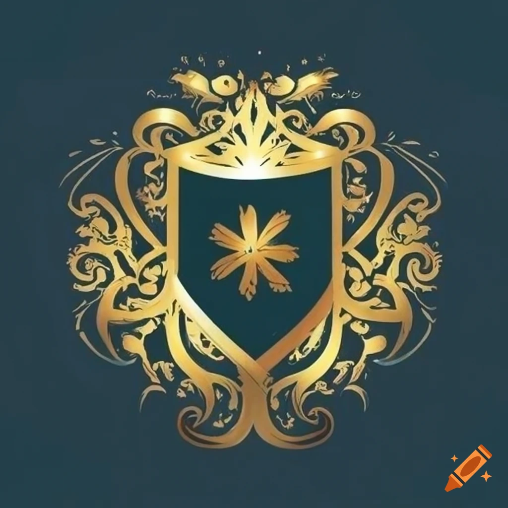 Golden Shield With Flower Symbol