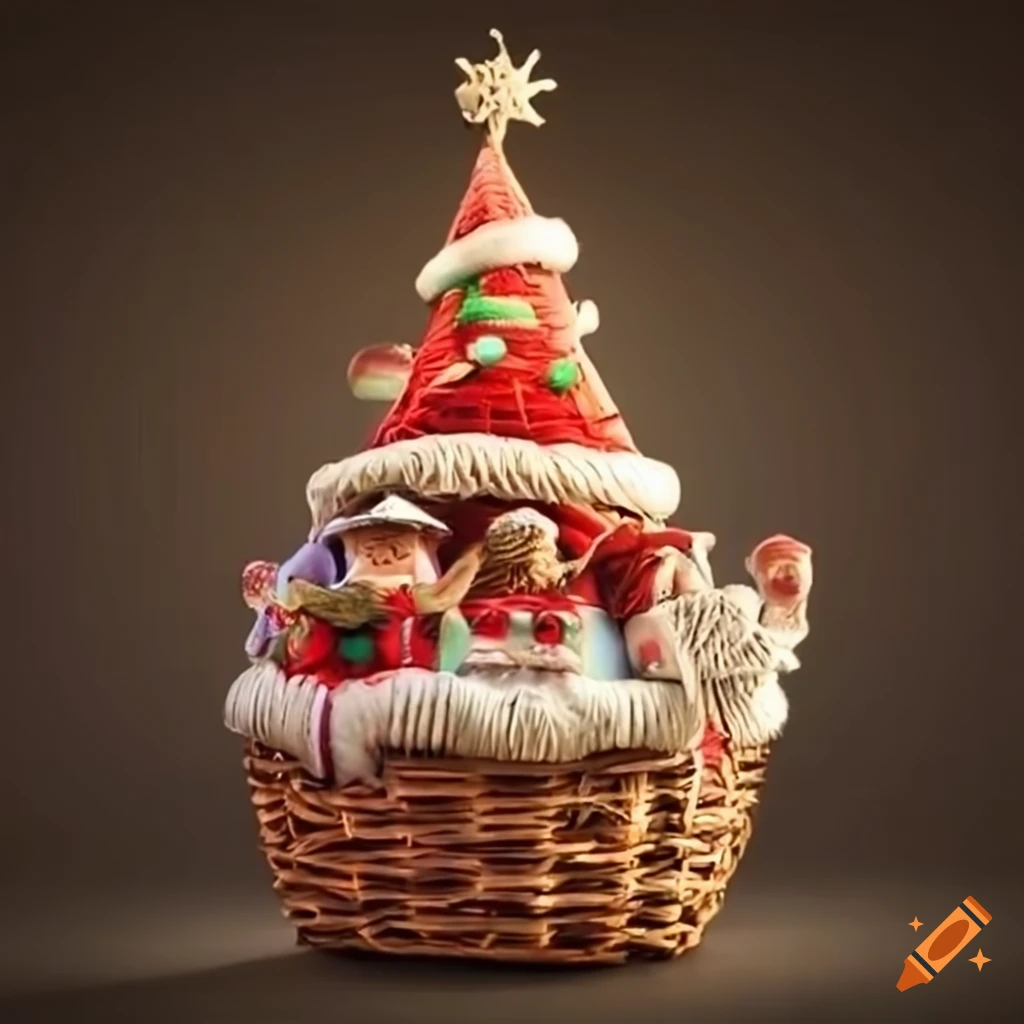 Wicker basket with santa claus design on Craiyon