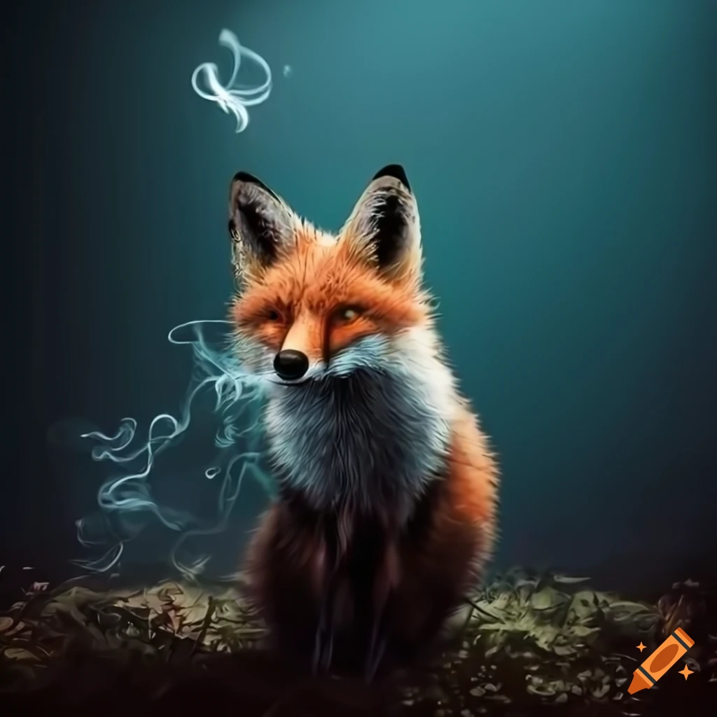 illustration of a fox smoking
